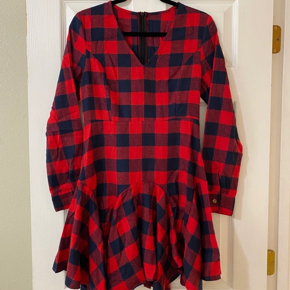 🔥FLASH SALE🔥Buffalo Plaid Ruffle Skater Dress - Picture 5 of 6